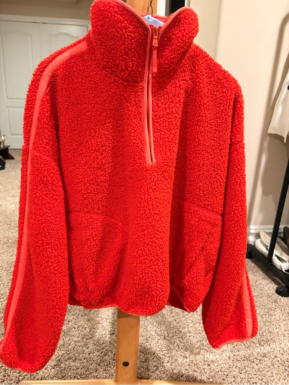 Old Navy Cozy Red Sherpa Half-Zip Sweater